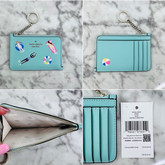Kate Spade Pool Float Tote, Splash Key Chain, Large Wallet & Card Holder Wallet - Picture 16 of 16